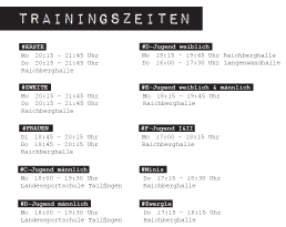 Trainingszeiten