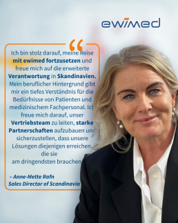 F&uuml;hrungswechsel bei ewimed. Anne-Mette Rafn &uuml;bernimmt den Vertrieb in Skandinavien.