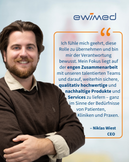 F&uuml;hrungswechsel bei ewimed. Niklas Wiest &uuml;bernimmt die Gesch&auml;ftsf&uuml;hrung in Skandinavien.